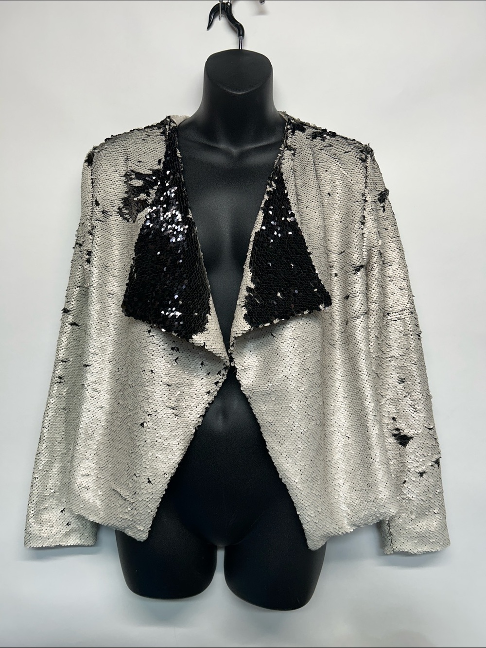 Sequined Open-Front Jacket -  Black N  white cupcakes, and cashmere
Size XS NWT